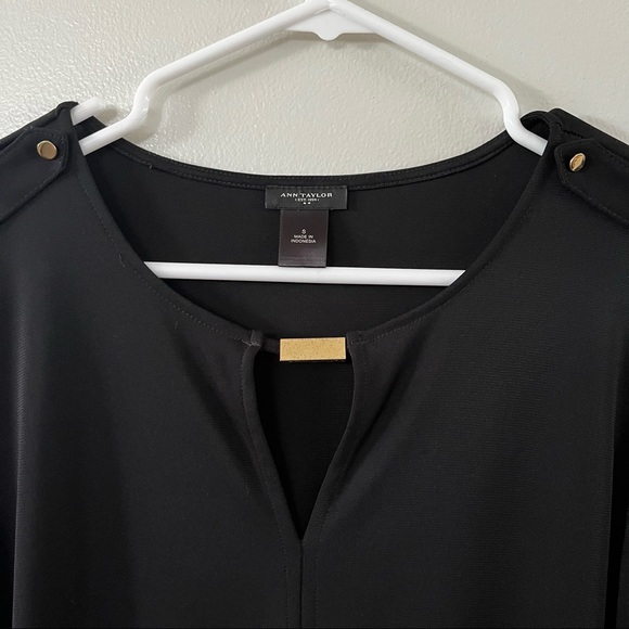 Ann Taylor Black Slinky Top Gold Details - Picture 5 of 8
